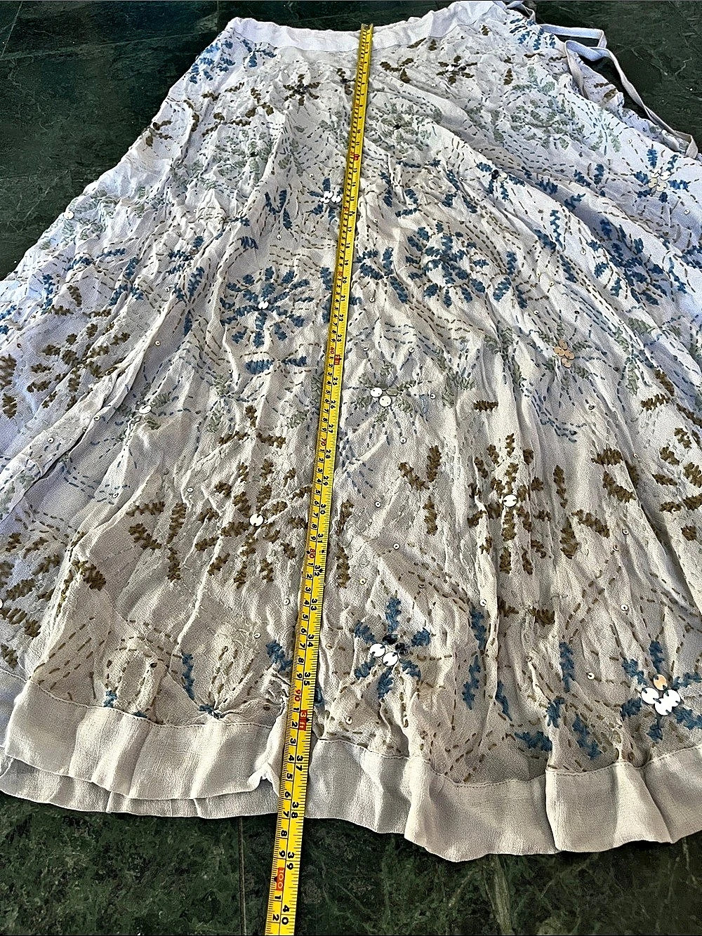 Chan Luu Floral Embroidered Maxi Skirt in Gray & Blue - Picture 11 of 13